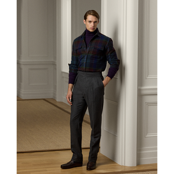 Dark Grey Hand-Tailored Wool Flannel Trouser Purple Label 1