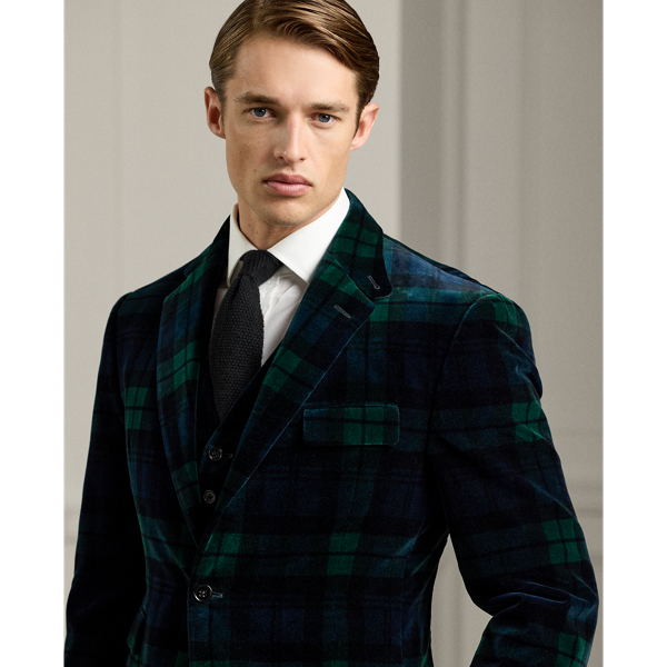 Handgeschneiderte Samtjacke Kent Purple Label in Blackwatch-Karo 6