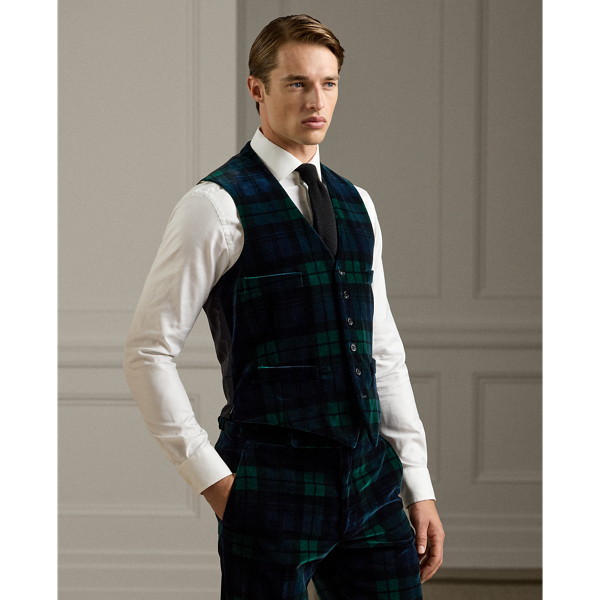 Hand-Tailored Plaid Velvet Vest 