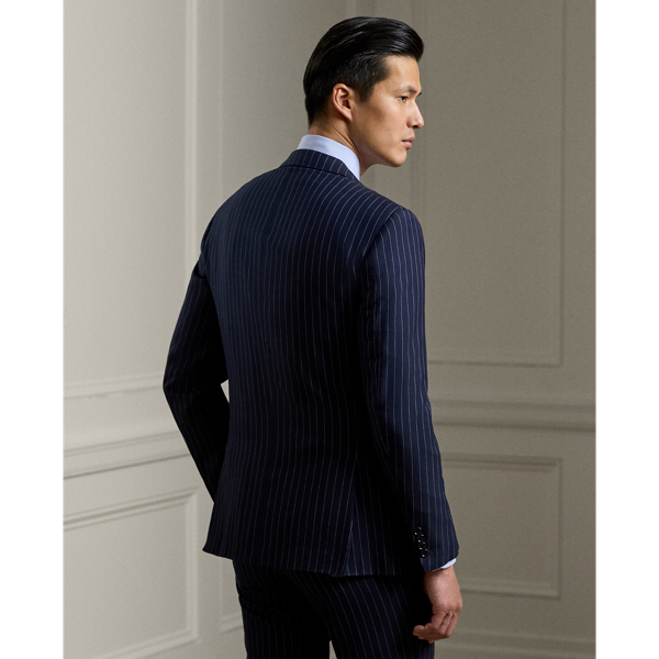 Navy And Cream Gregory Handmade Pinstripe Wool Suit Purple Label 5