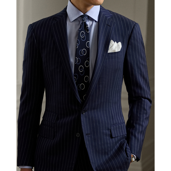 Navy And Cream Gregory Handmade Pinstripe Wool Suit Purple Label 6