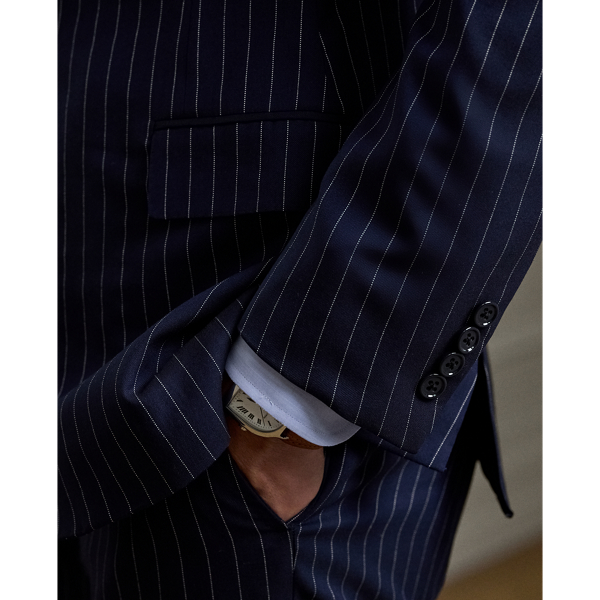 Navy And Cream Gregory Handmade Pinstripe Wool Suit Purple Label 7