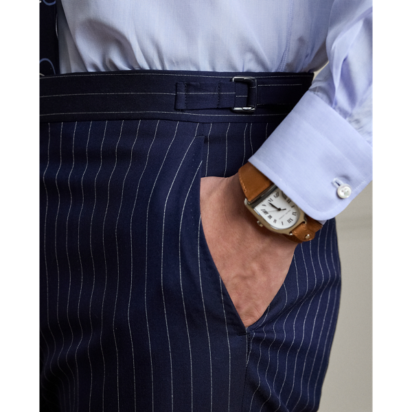 Navy And Cream Gregory Handmade Pinstripe Wool Suit Purple Label 10