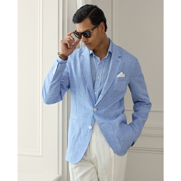 Cornflower Blue/white Veste faite main prince-de-galles Purple Label 1