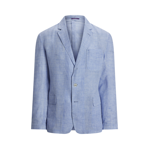 Handgeschneiderte Glencheck-Leinenjacke Purple Label in 1