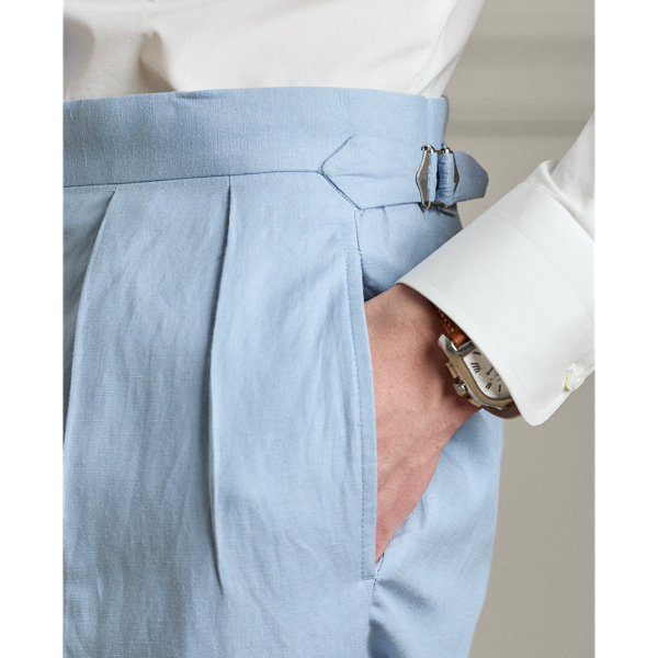 Chambray Blue Gregory Hand-Tailored Linen-Silk Trouser Purple Label 6