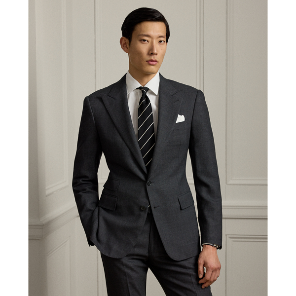 Dark Grey Multi Gregory Hand-Tailored Birdseye Suit Purple Label 4