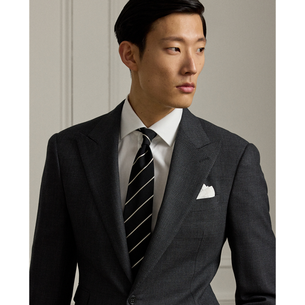 Dark Grey Multi Gregory Hand-Tailored Birdseye Suit Purple Label 6