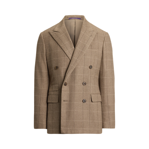 Kent Hand-Tailored Plaid Suit Jacket Purple Label 1