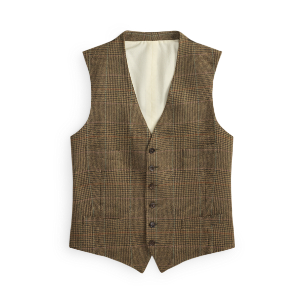 Handmade Plaid Cashmere Waistcoat Purple Label 1