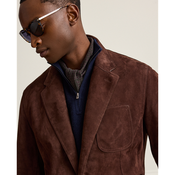 Luggage Brown Hand-Tailored Suede Blazer Purple Label 6