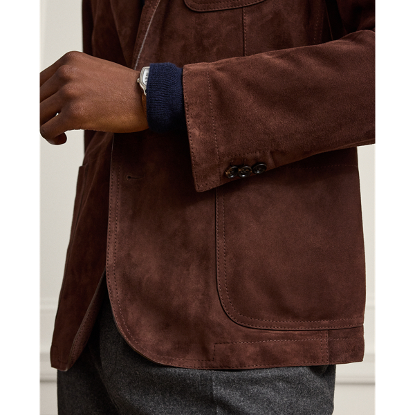 Luggage Brown Hand-Tailored Suede Blazer Purple Label 7