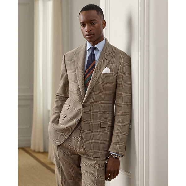 Brown/tan Kent Hand-Tailored Glen Plaid Suit Purple Label 4