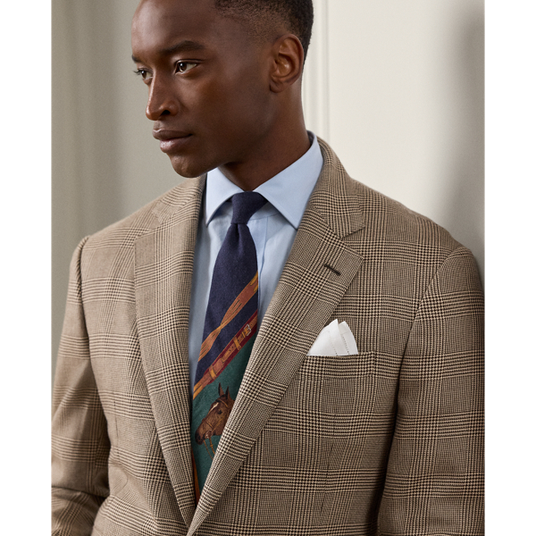 Brown/tan Kent Hand-Tailored Glen Plaid Suit Purple Label 6