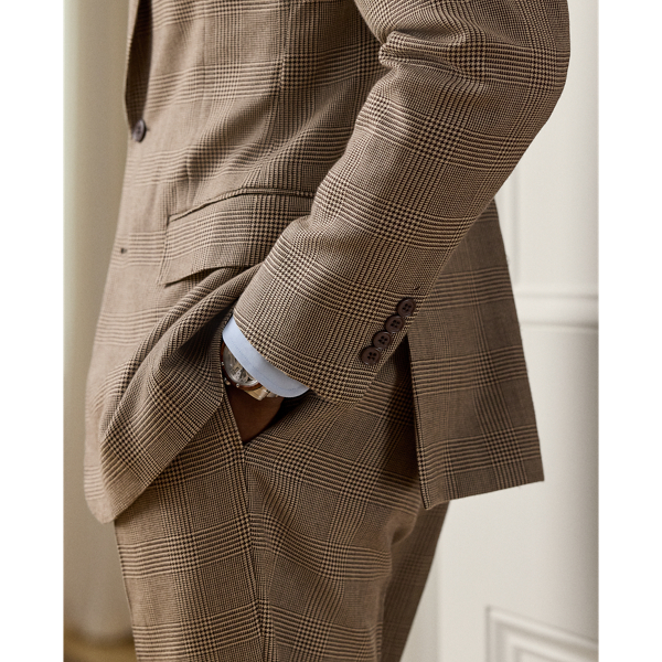 Brown/tan Kent Hand-Tailored Glen Plaid Suit Purple Label 7