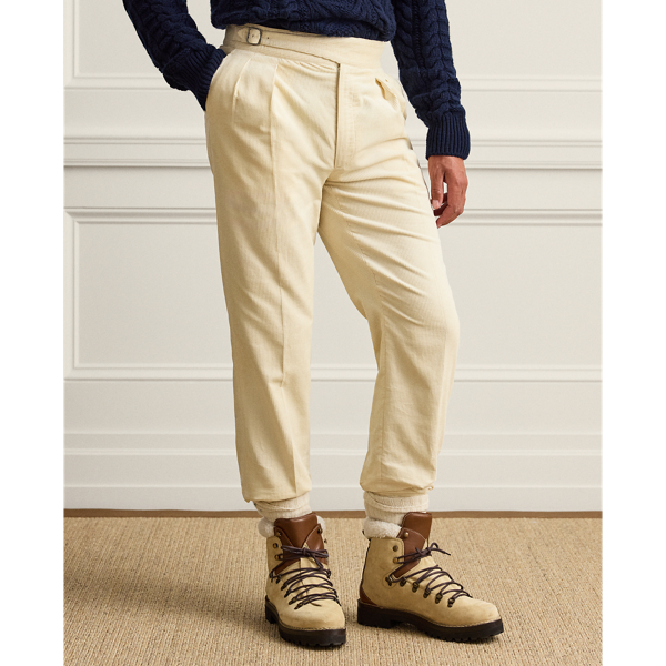 Classic Cream Hand-Tailored Corduroy Trousers Purple Label 3