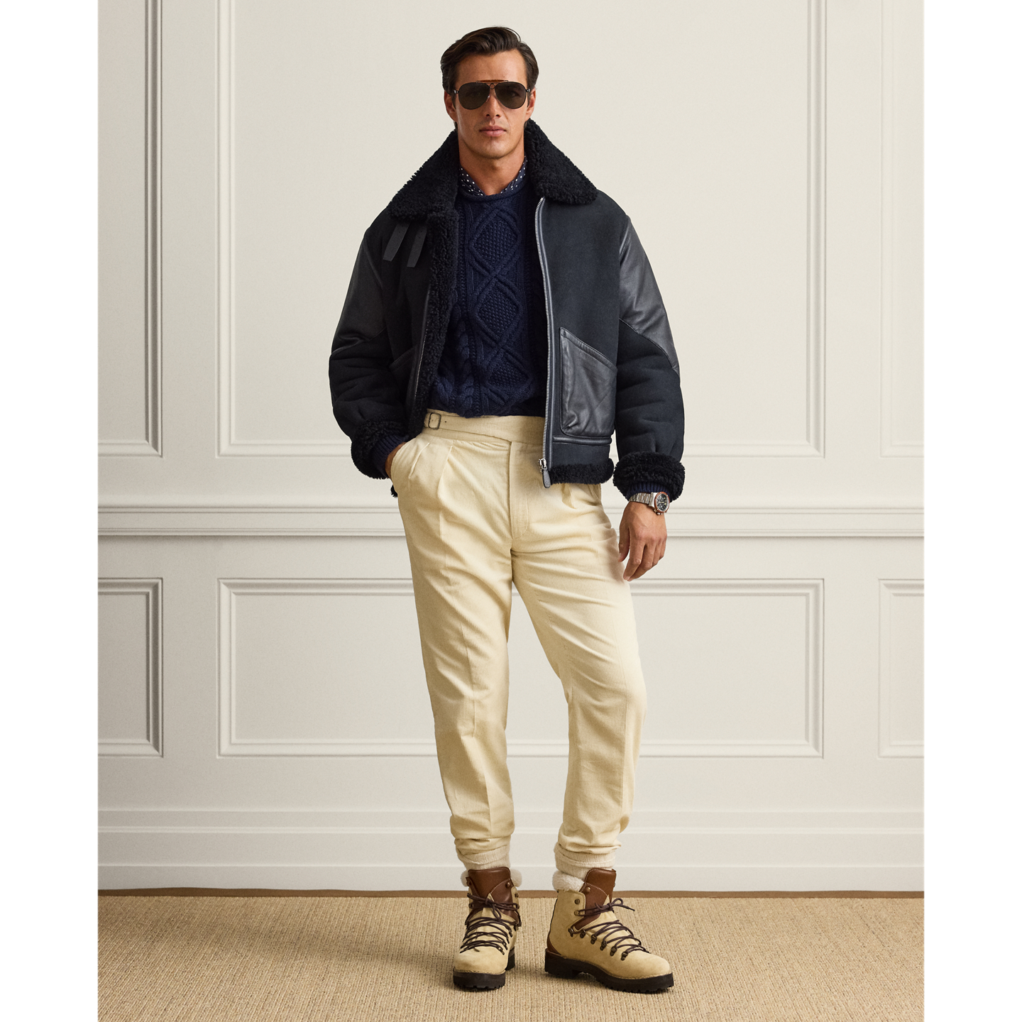 Мужские брюки Ralph Lauren Hand-Tailored Corduroy, цвет: Кремовый — фото 4