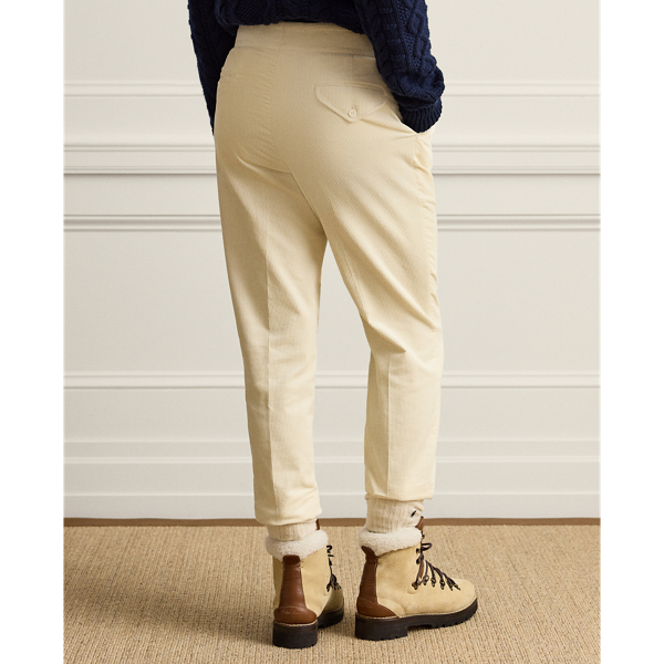 Classic Cream Hand-Tailored Corduroy Trousers Purple Label 4