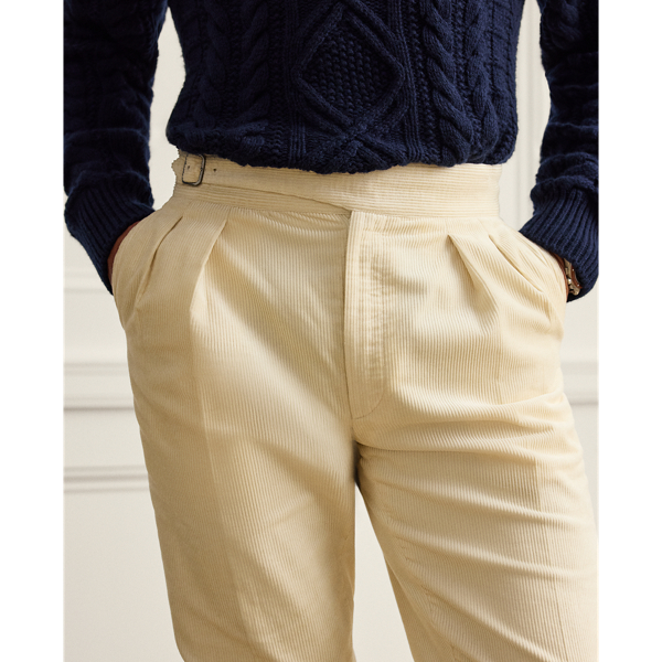 Classic Cream Hand-Tailored Corduroy Trousers Purple Label 5