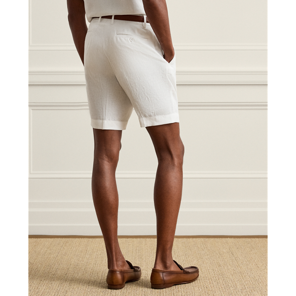 Optic White Hand-Tailored Slim Linen Short Purple Label 5
