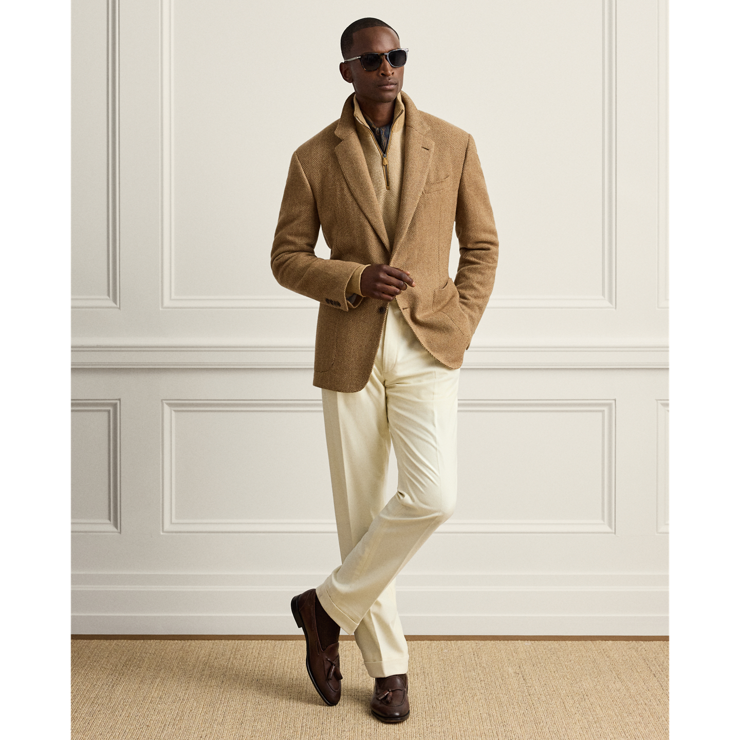 Мужская куртка Ralph Lauren Glenn Hand-Tailored Herringbone, цвет: Коричневый / Верблюжий — фото 1
