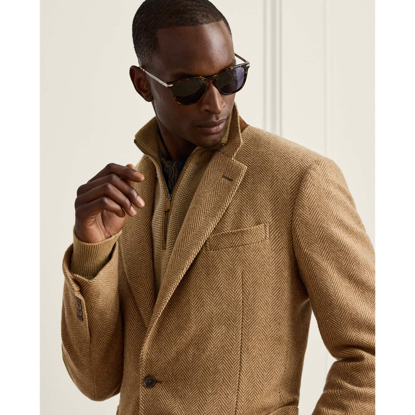 Мужская куртка Ralph Lauren Glenn Hand-Tailored Herringbone, цвет: Коричневый / Верблюжий — фото 3
