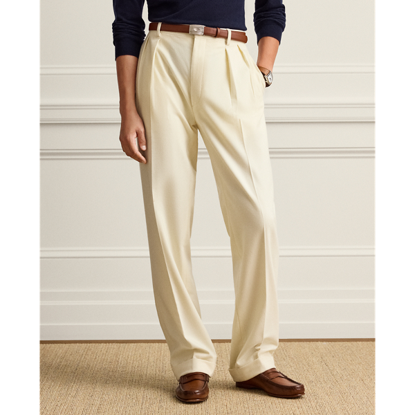 Cream Glenn Hand-Tailored Flannel Trouser Purple Label 4