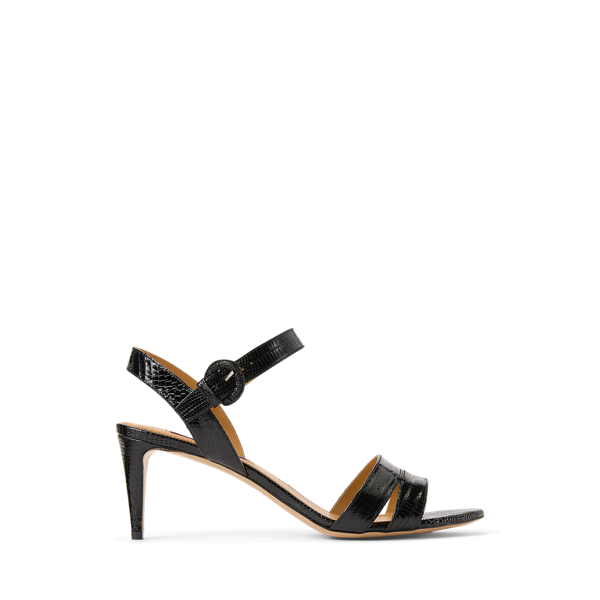 Black Lauray Tegu Lizard Sandal Ralph Lauren Collection 1