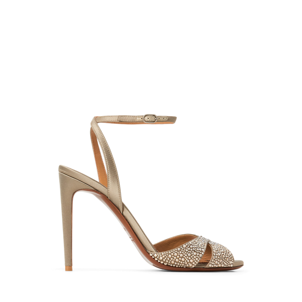 Platinum Kandice Embellished Satin Sandal Ralph Lauren Collection 1