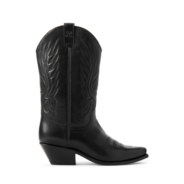 Black Chilton Vachetta Leather Cowboy Boot Ralph Lauren Collection 1