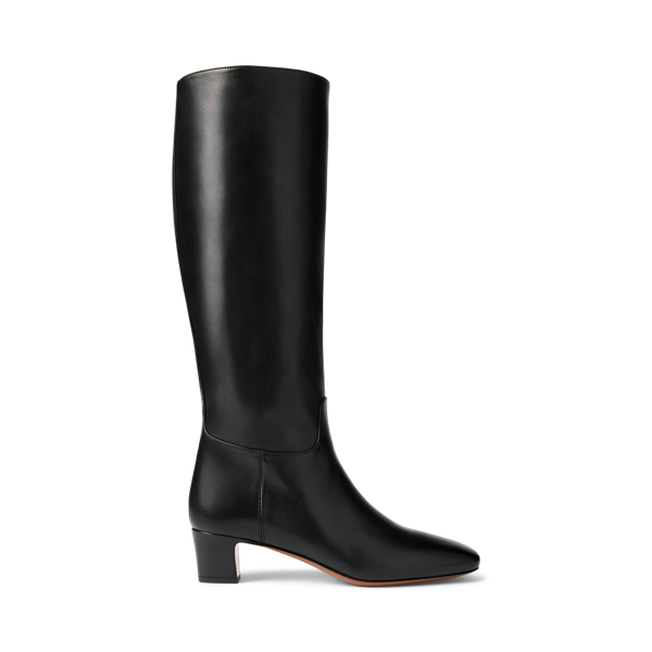 Black Whitley Burnished Calfskin Tall Boot Ralph Lauren Collection 1