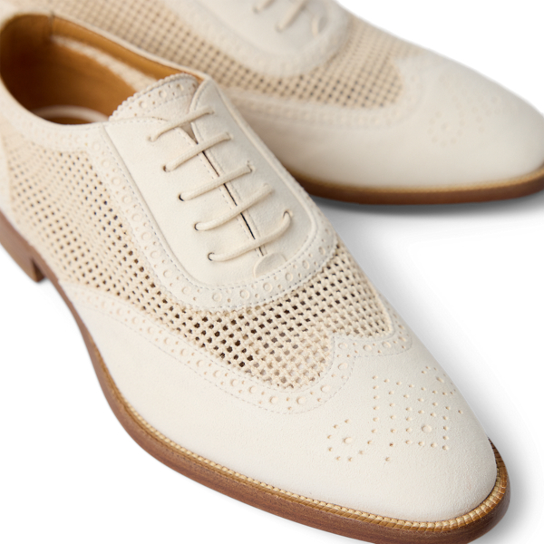 Lux Cream Layton 20 MM Mesh & Suede Oxford Ralph Lauren Collection 2