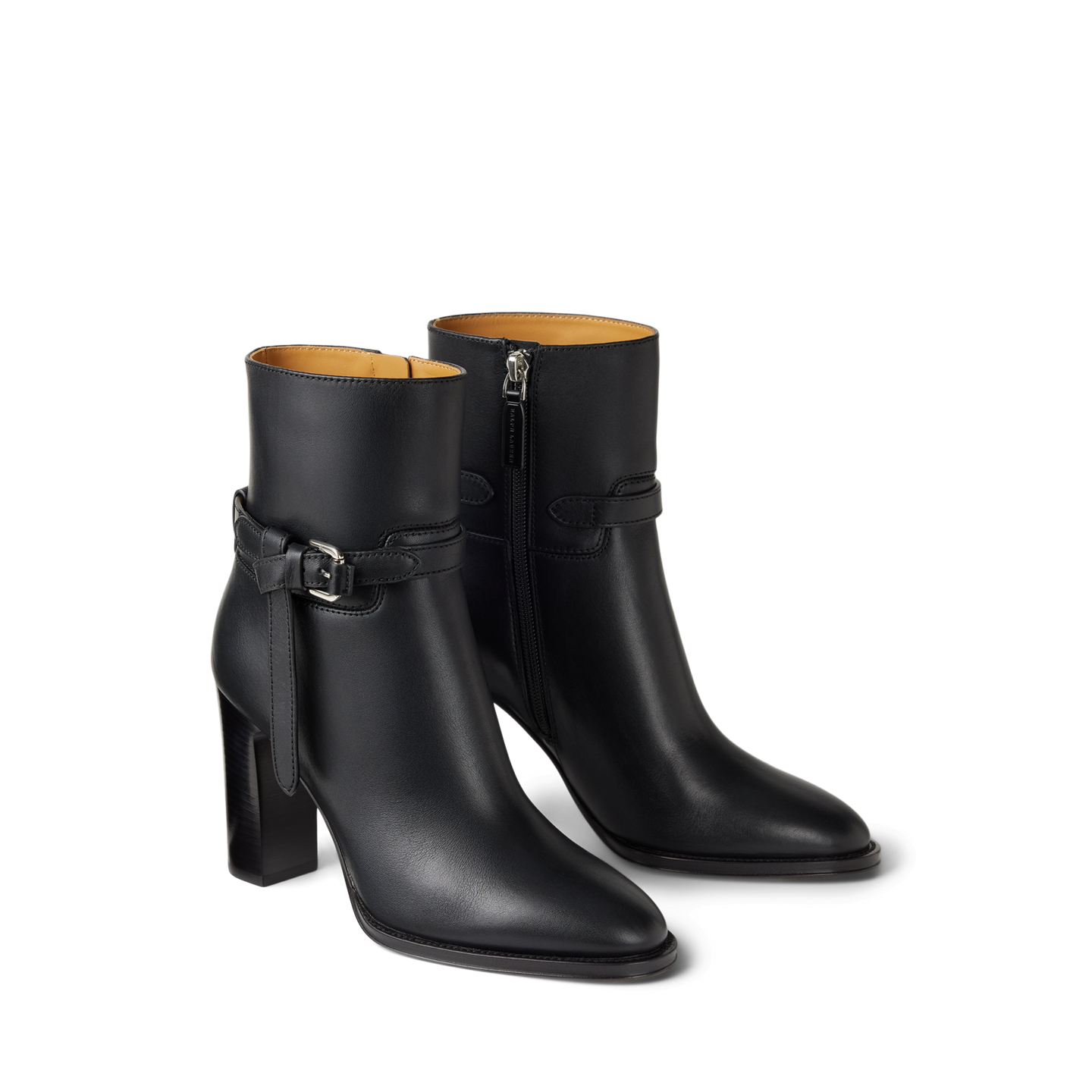 Женские ботинки Ralph Lauren Donnely 90 MM Calfskin Bootie, цвет: Чёрный — фото 2