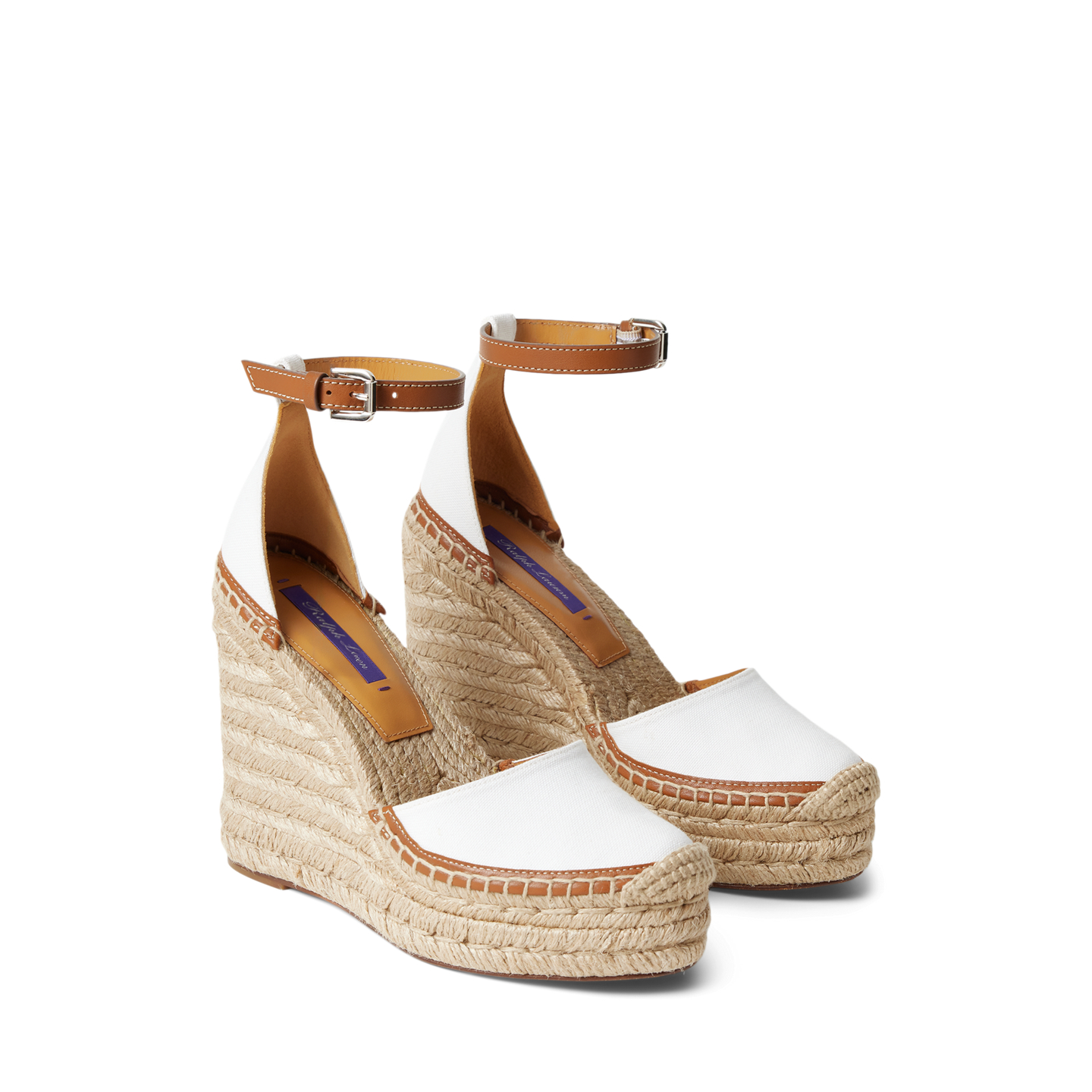 Женские сандалии Ralph Lauren Parson 110 MM Canvas Espadrille, цвет: Кремовый / Золотой — фото 2