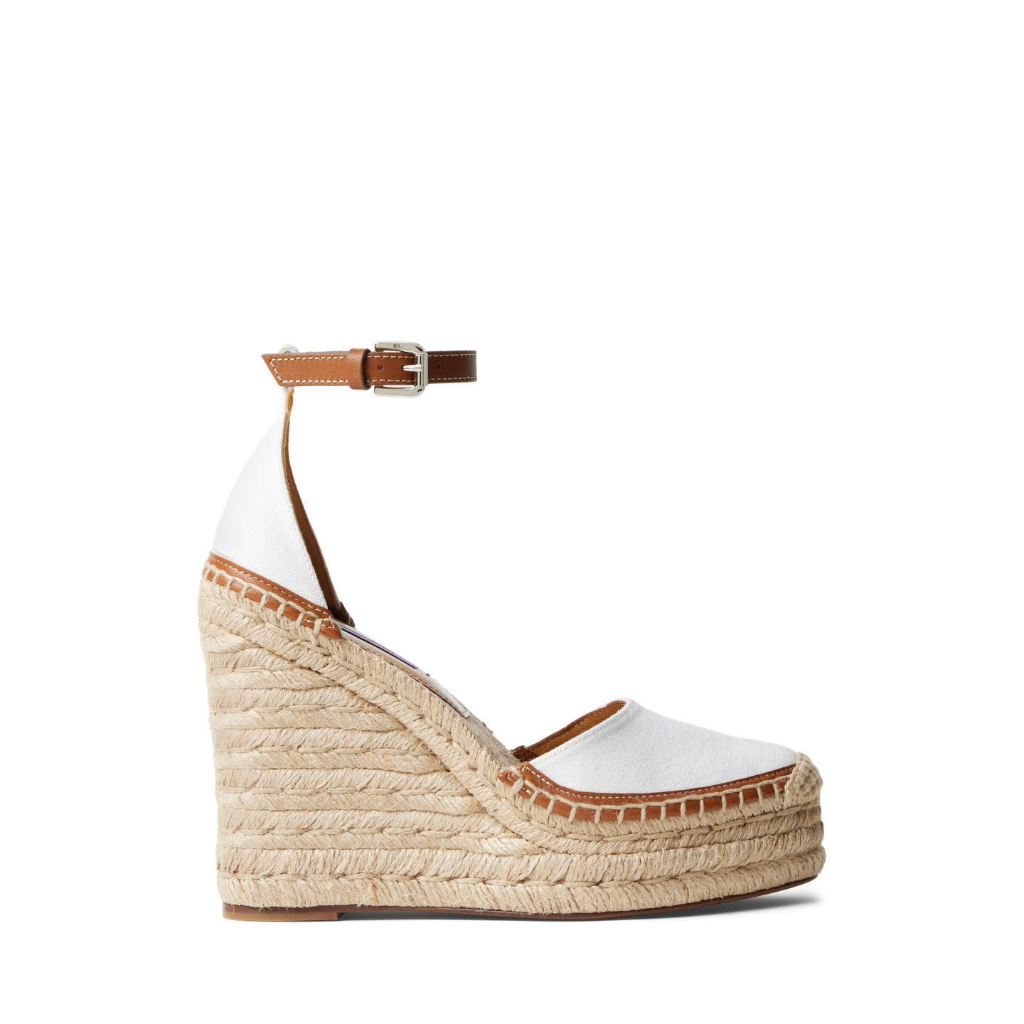Женские сандалии Ralph Lauren Parson 110 MM Canvas Espadrille, цвет: Кремовый / Золотой — фото 5