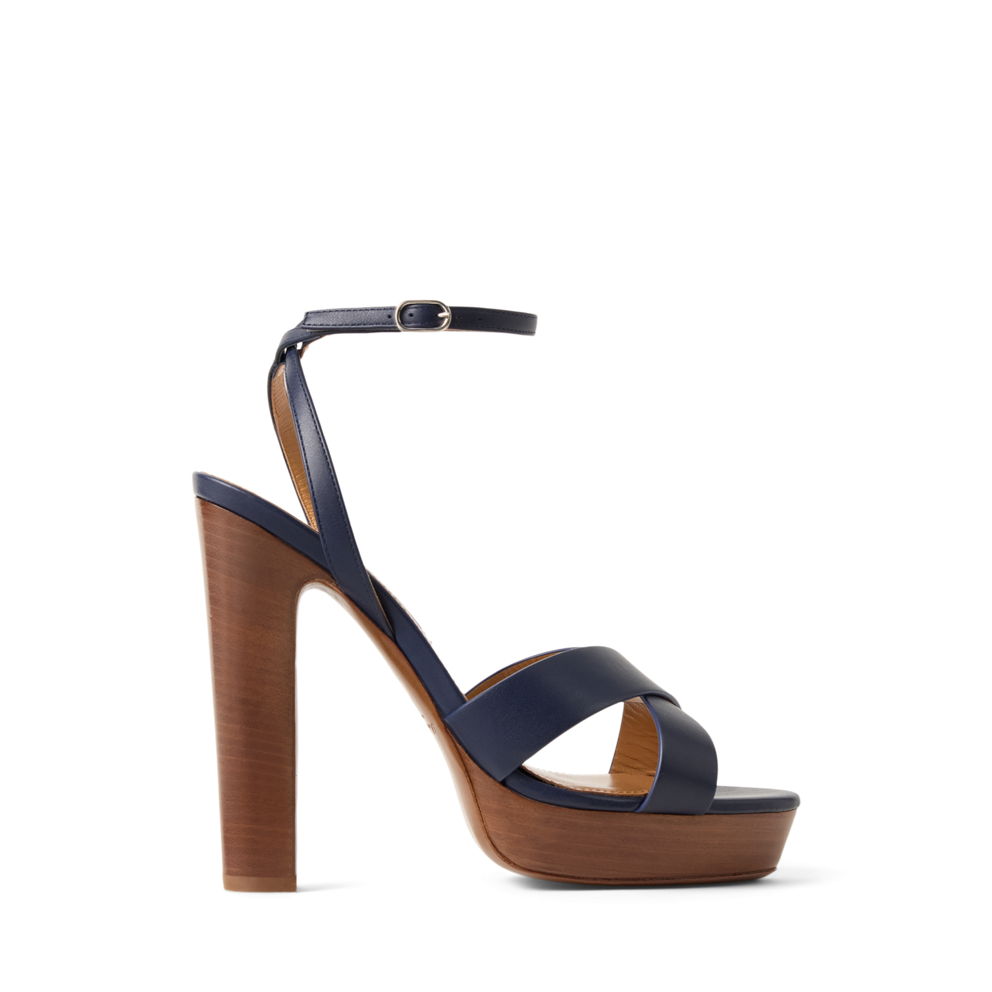 Женские сандалии Ralph Lauren Cleary 125 MM Calfskin Platform Sandal, цвет: Тёмно-синий — фото 4