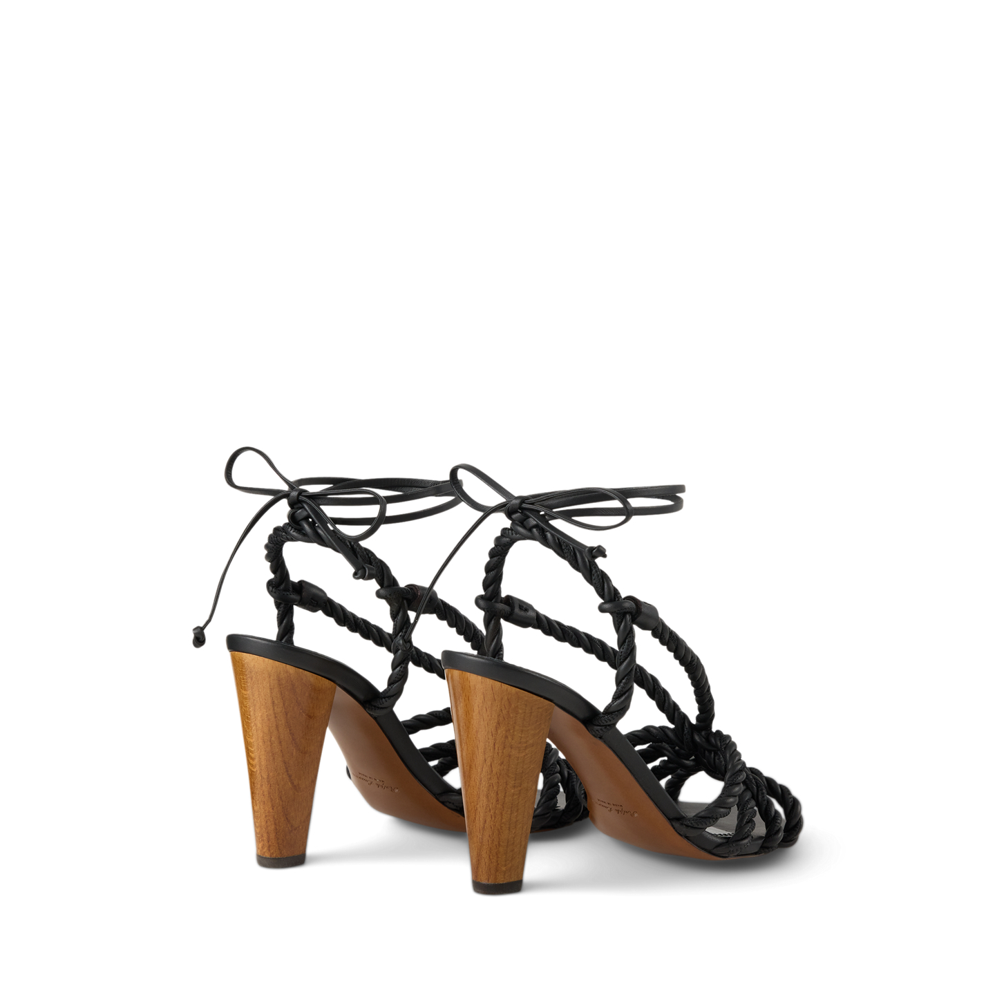 Женские сандалии Ralph Lauren Trystan 95 MM Rope Lambskin, цвет: Чёрный — фото 3