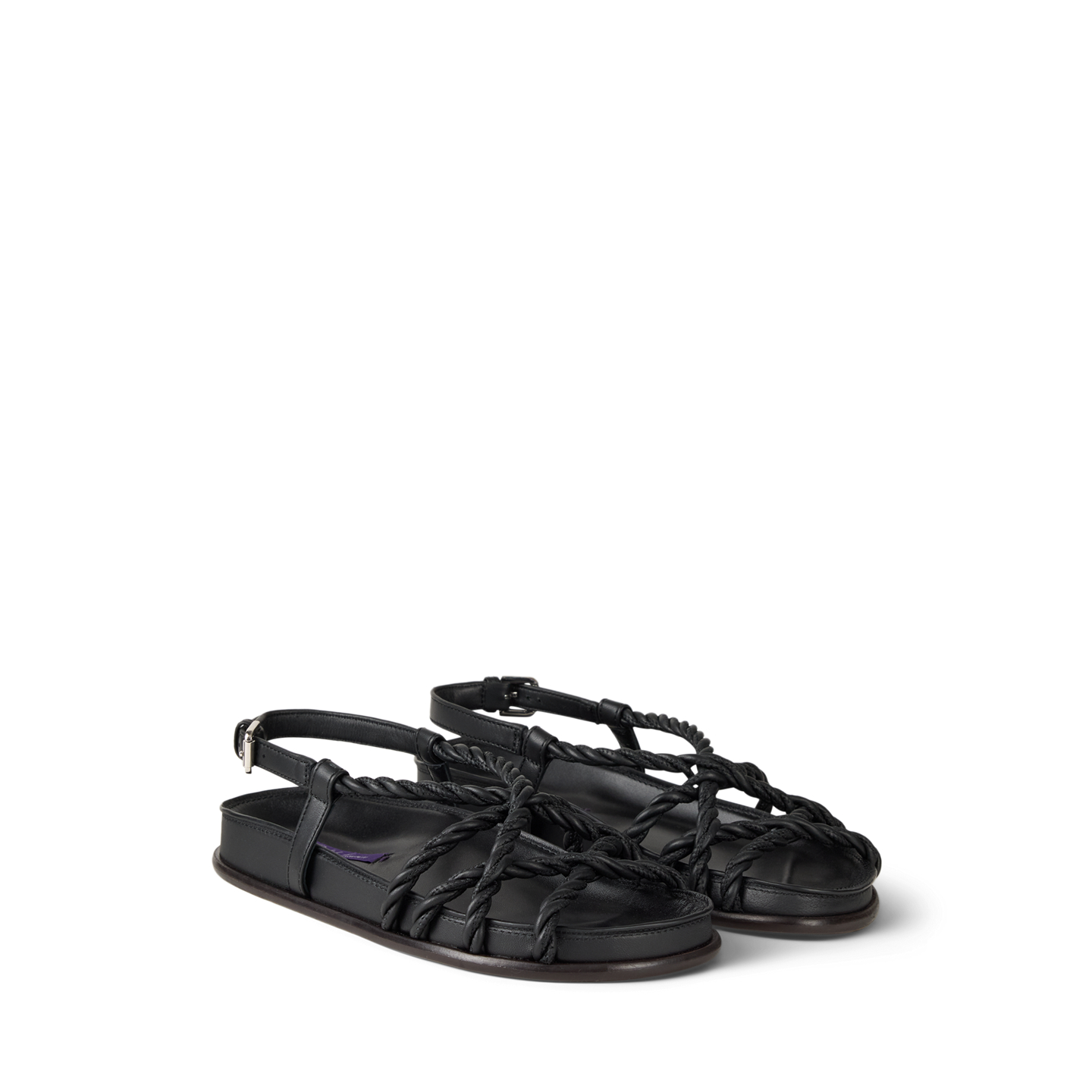 Женские сандалии Ralph Lauren Nolen Lambskin Rope Sandal, цвет: Чёрный — фото 2