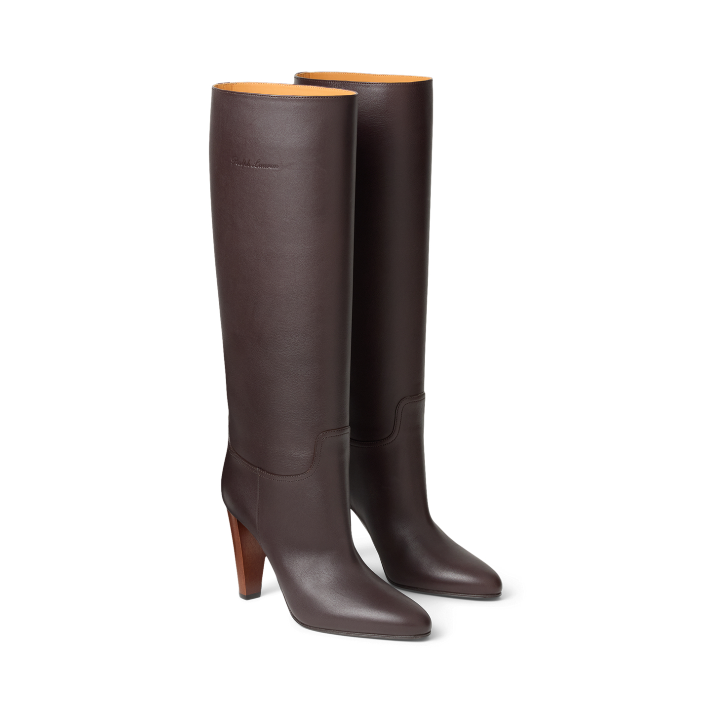 Женские ботинки Ralph Lauren Bryne 95 MM Calfskin Boot, цвет: Шоколадный — фото 2