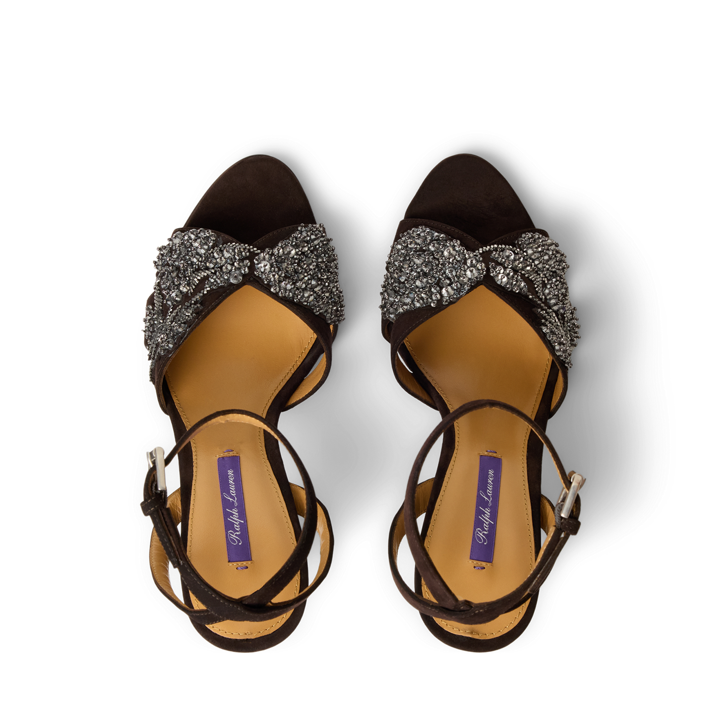 Женские сандалии Ralph Lauren Ryne 95 MM Embellished Goat-Suede Sandal, цвет: Шоколадный — фото 3