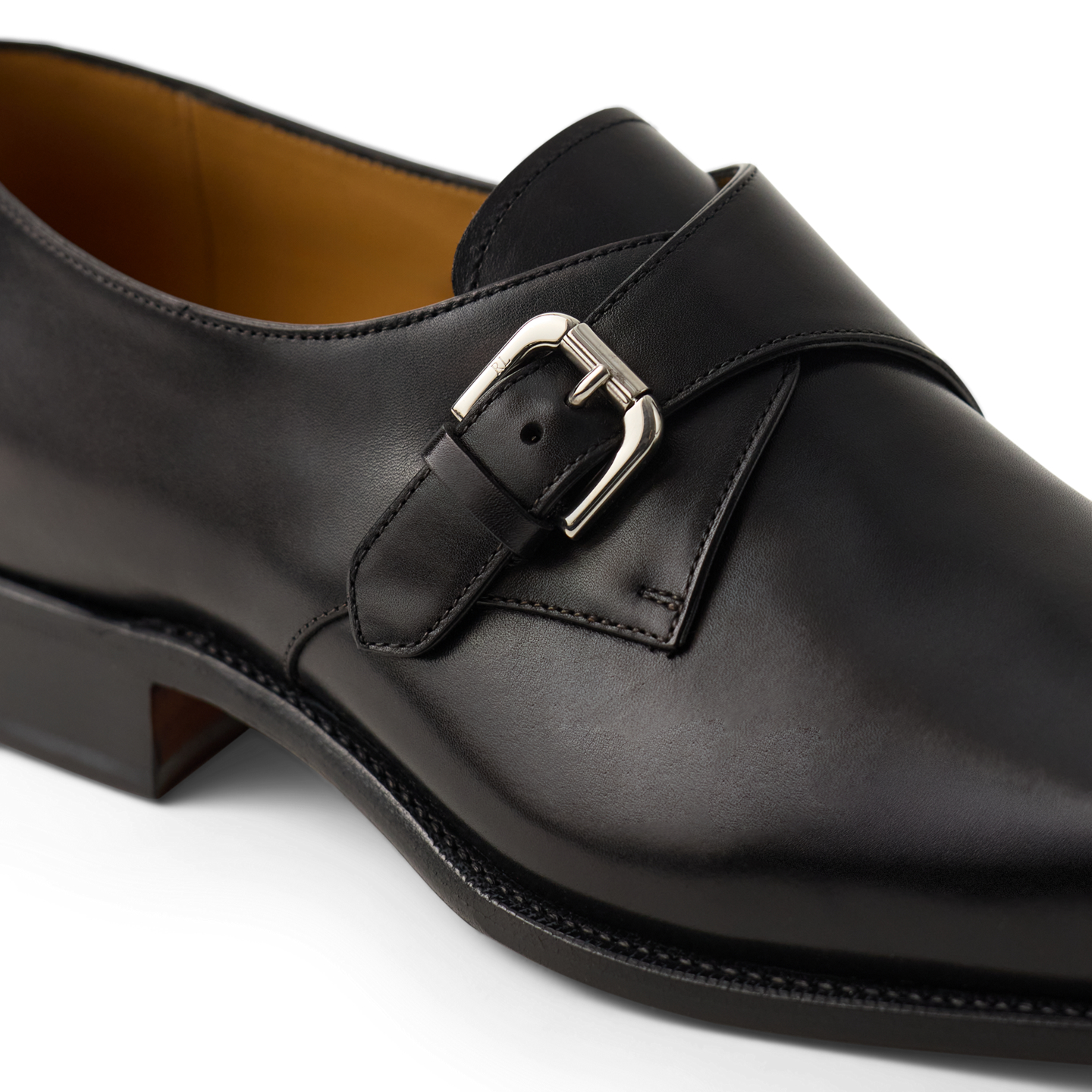 Мужские туфли Ralph Lauren Darnell Calfskin Monk-Strap, цвет: Чёрный — фото 1