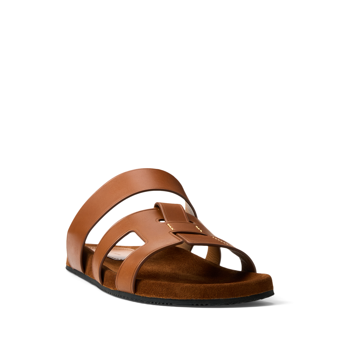 Мужские сандалии Ralph Lauren Fisher Calfskin Slide Sandal, цвет: Золотой — фото 1
