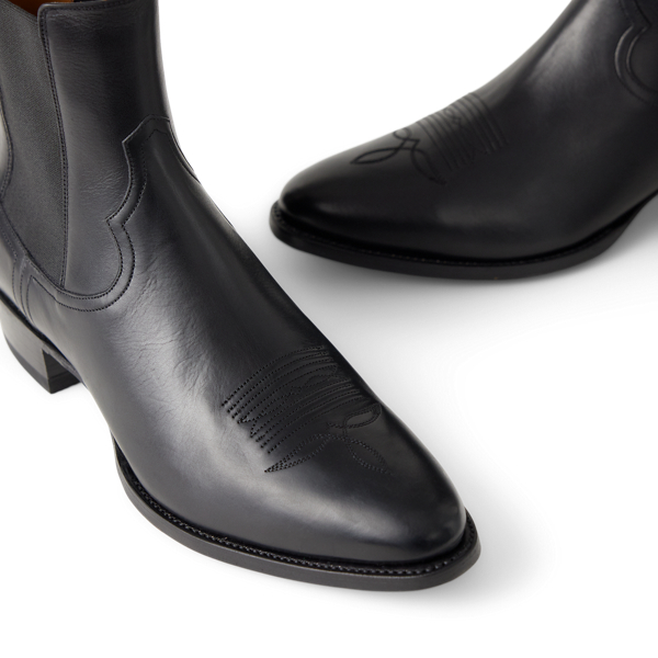 Black Leather Chelsea Western Boot Purple Label 2