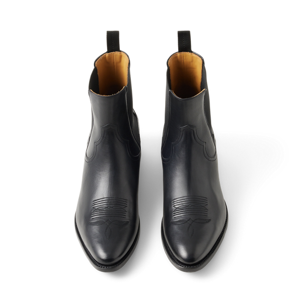 Black Leather Chelsea Western Boot Purple Label 5