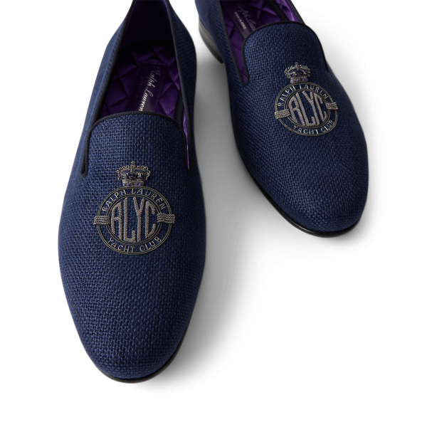 Leinen-Slipper Alonzo mit Bouillonwappen Purple Label in Vorstands-Navy/Silber 2