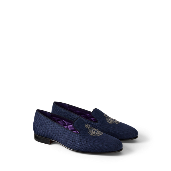 Leinen-Slipper Alonzo mit Bouillonwappen Purple Label in Vorstands-Navy/Silber 3
