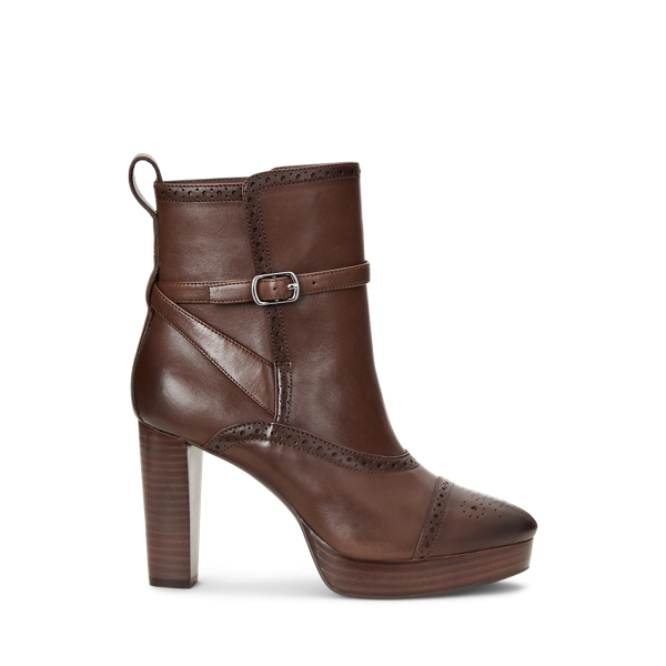 Dark Mahogany Mckinsey Burnished Leather Bootie Lauren 1