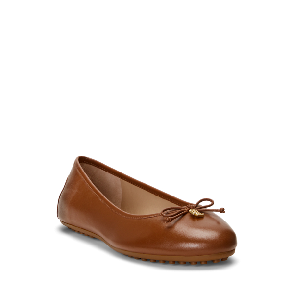Deep Saddle Tan Jayna Nappa Leather Driver Flat Lauren 2