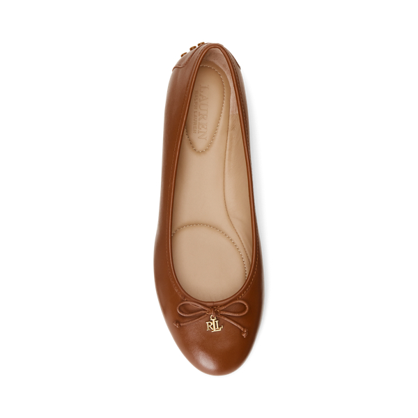 Deep Saddle Tan Jayna Nappa Leather Driver Flat Lauren 4