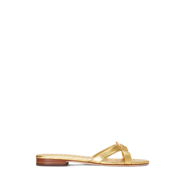 Modern Gold Emmy Metallic Nappa Leather Slide Sandal Lauren 1